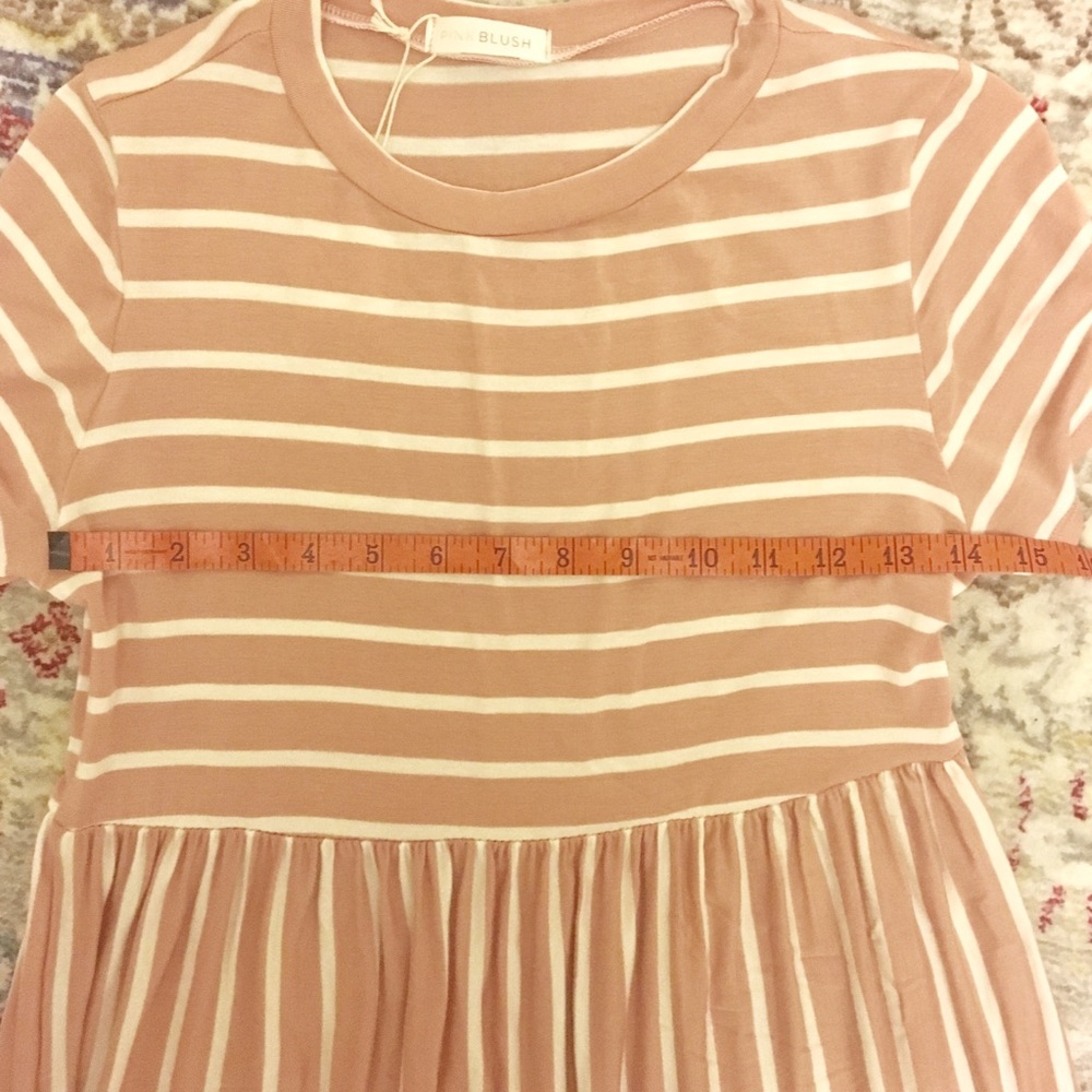 Blush Pink Striped Short Sleeve Dress - Picture 8 of 8